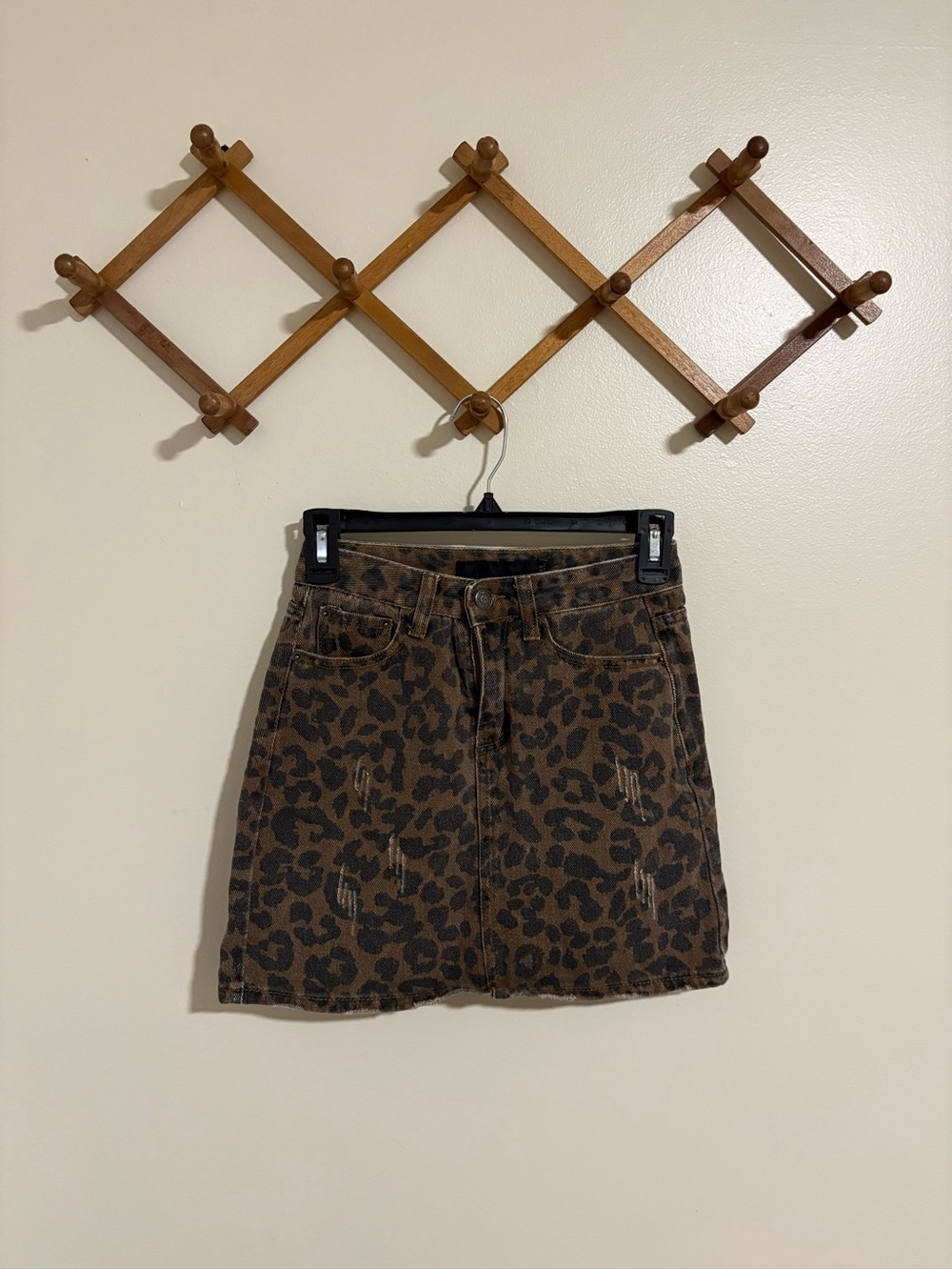 Alexa Chung for AG Leopard Denim Mini Skirt Size Small Distressed AC for AG